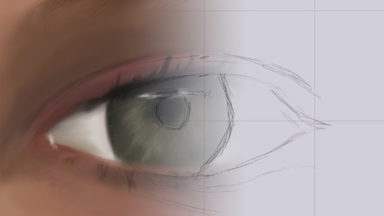 Draw digital art portraits - How to draw an eye - Free Udemy Courses